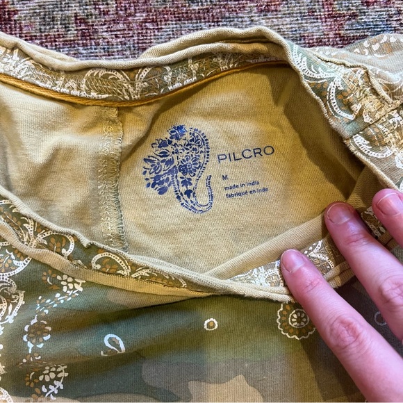 Anthropologie Pilcro Baby Tee in Camo Moss- Size Medium - Picture 4 of 7